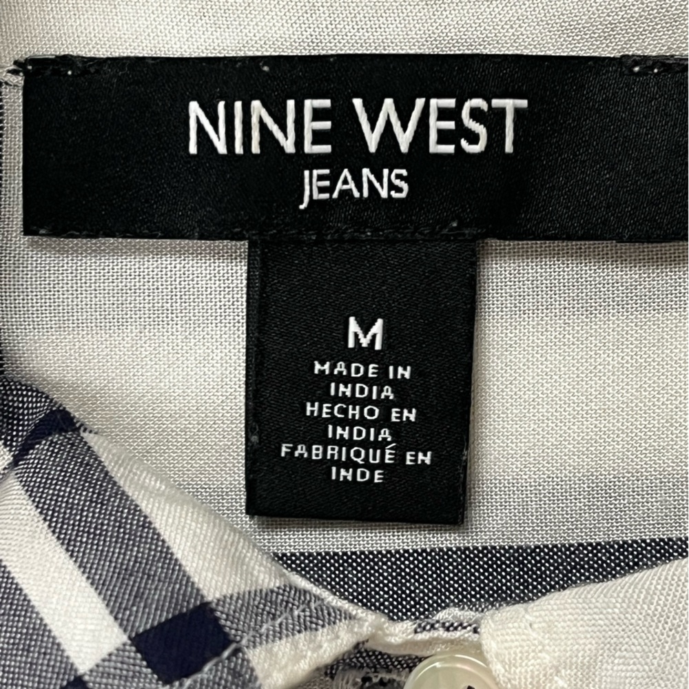 Navy Blue and White Plaid button down by Nine West Jeans - Picture 8 of 10
